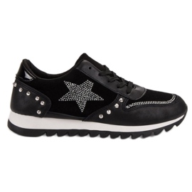 Calzado deportivo con cristales negro Calzado deportivo con cristales negro