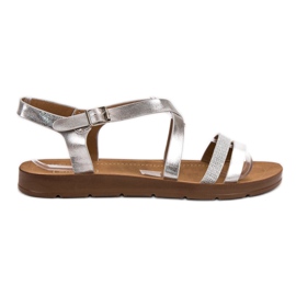 Filippo Sandalias plateadas con cristales gris