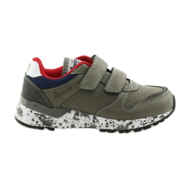 Zapatillas deportivas American Club plantilla de piel. gris rojo azul marino