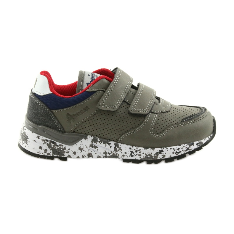 Zapatillas deportivas American Club plantilla de piel. gris rojo azul marino