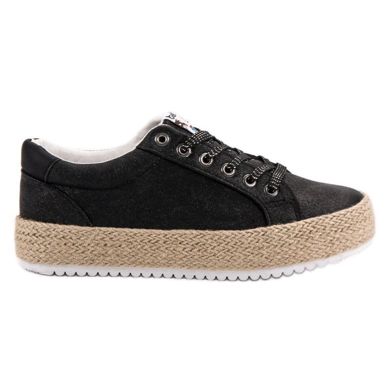Betler Zapatillas de alpargatas de moda negro