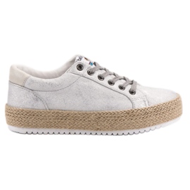 Betler Zapatillas de alpargatas de moda gris