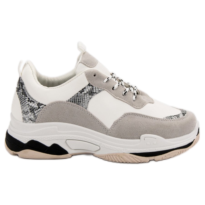 Zapatillas blancas con estampado negro marrón Zapatillas blancas con estampado negro marrón