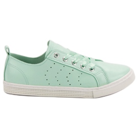 Kylie Zapatillas de menta atadas con una cinta verde
