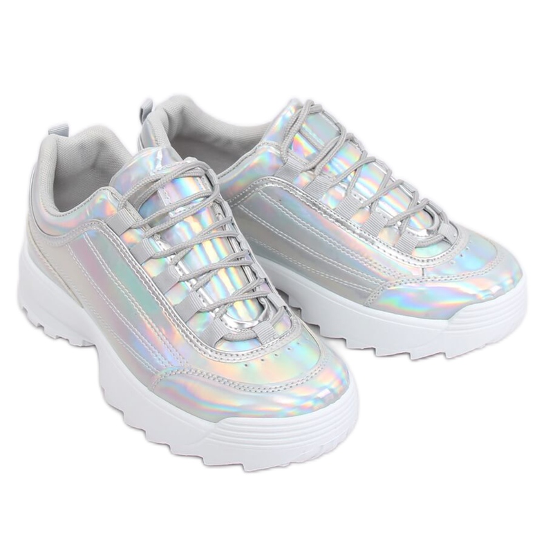 Zapatilla deportiva holográfica plateada 82017 plateada gris