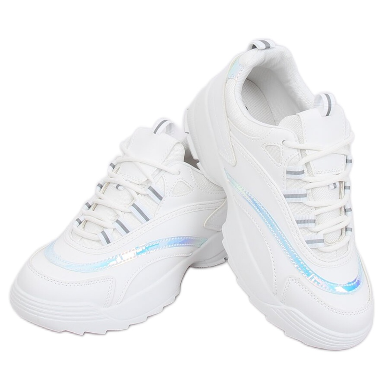 Blanco BO-62 Zapatillas deportivas holográficas blancas