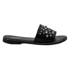 Filippo Pantuflas Negras Con Diamantes De Imitación negro