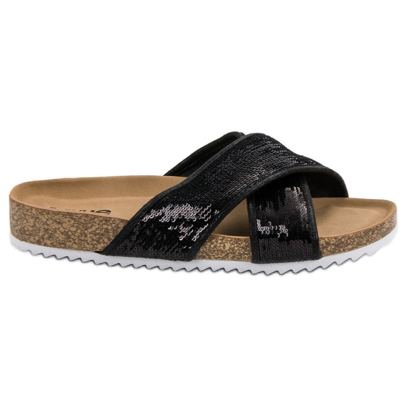 Kylie Pantuflas Negras Con Lentejuelas negro