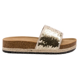 Kylie Pantuflas Doradas Con Lentejuelas dorado