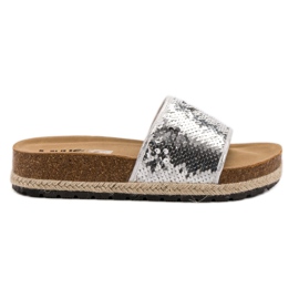 Kylie Pantuflas Plateadas Con Lentejuelas gris Kylie Pantuflas Plateadas Con Lentejuelas gris