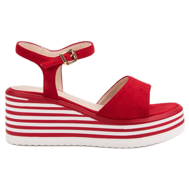 Vinceza Sandalias de cuña cómodas rojo