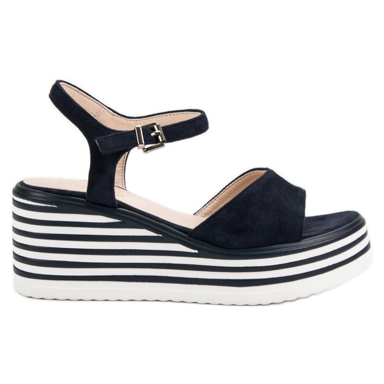 Vinceza Sandalias de cuña cómodas azul azul marino