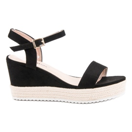 Seastar Sandalias de cuña cómodas negro