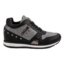 Cm Paris Zapatillas negras con pedrería negro