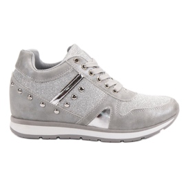 Cm Paris Zapatillas plateadas con pedrería gris