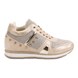 Cm Paris Zapatillas doradas con pedrería dorado