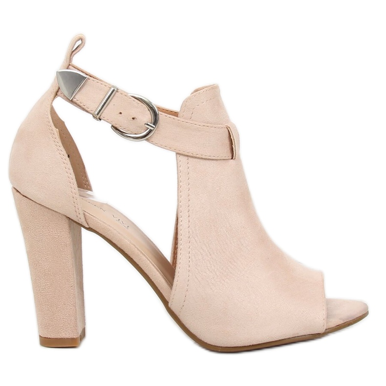 Zapatos de salón con dedo abierto beige 368-2 Blanco