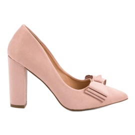 Seastar Zapatos de tacón de ante con lazo rosa