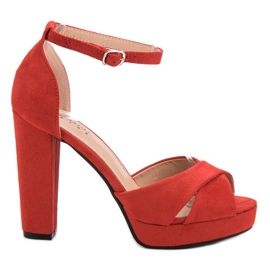 Seastar Cómodas sandalias de tacón rojo