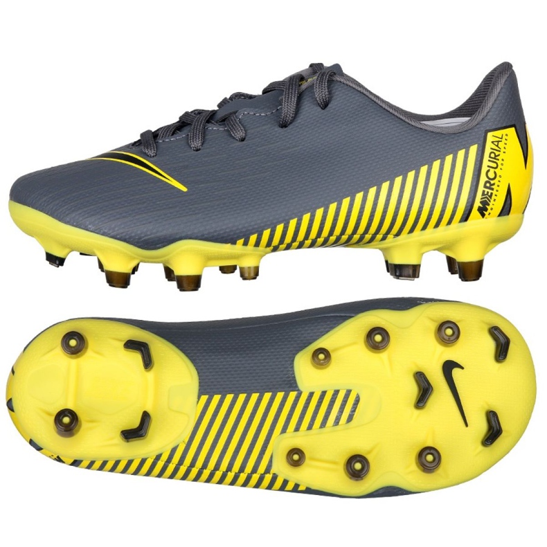 Zapatillas de fútbol Nike Mercurial Vapor 12 Academy Ps FG / MG Jr AH7349-070 negro gris
