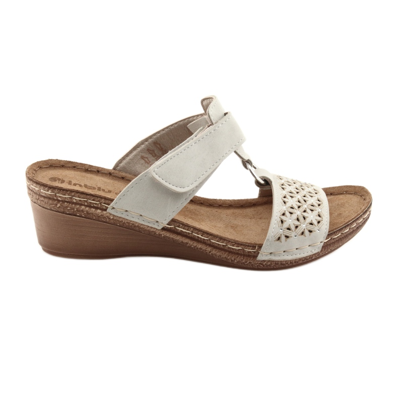 Pantuflas velcro lentejuelas beige Inblu NA03