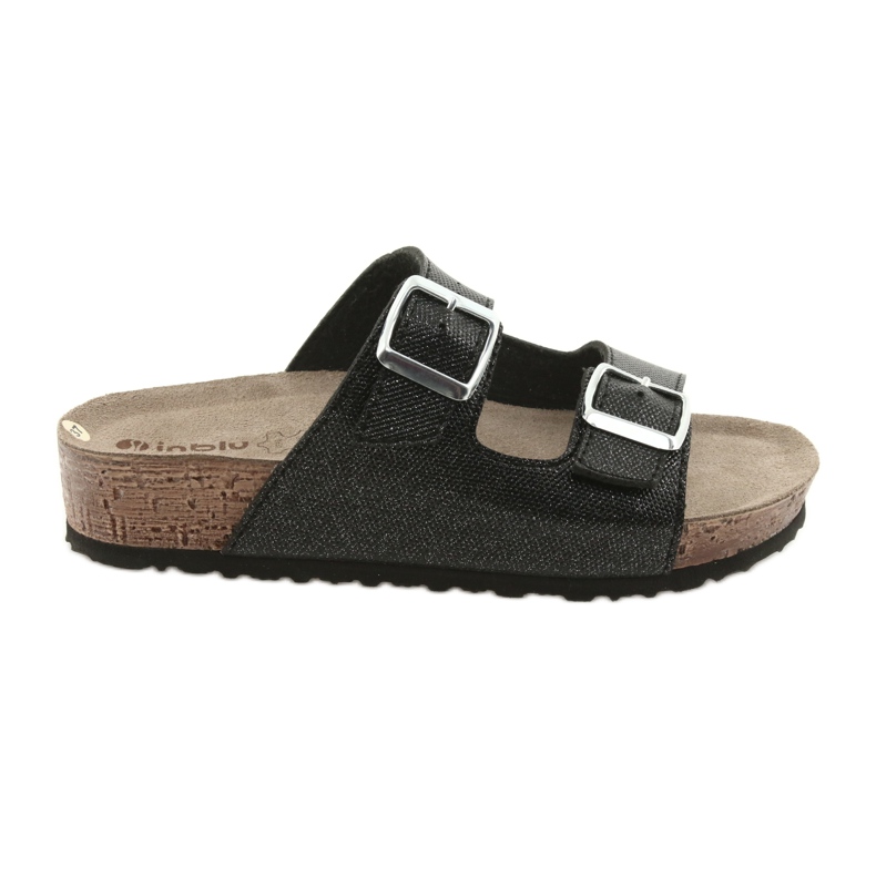 Black Pantuflas de mujer Inblu NM013 negras con partículas plateadas negro