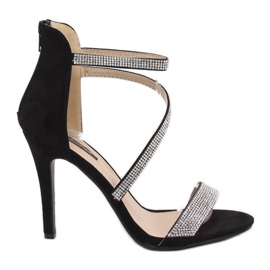 Sandalias negras de tacón alto C-28 Negro