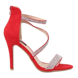 Sandalias rojas de tacón alto C-28 Rojo