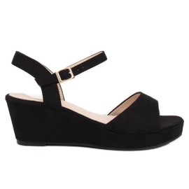 Sandalias negras de cuña baja K-7 Negra negro