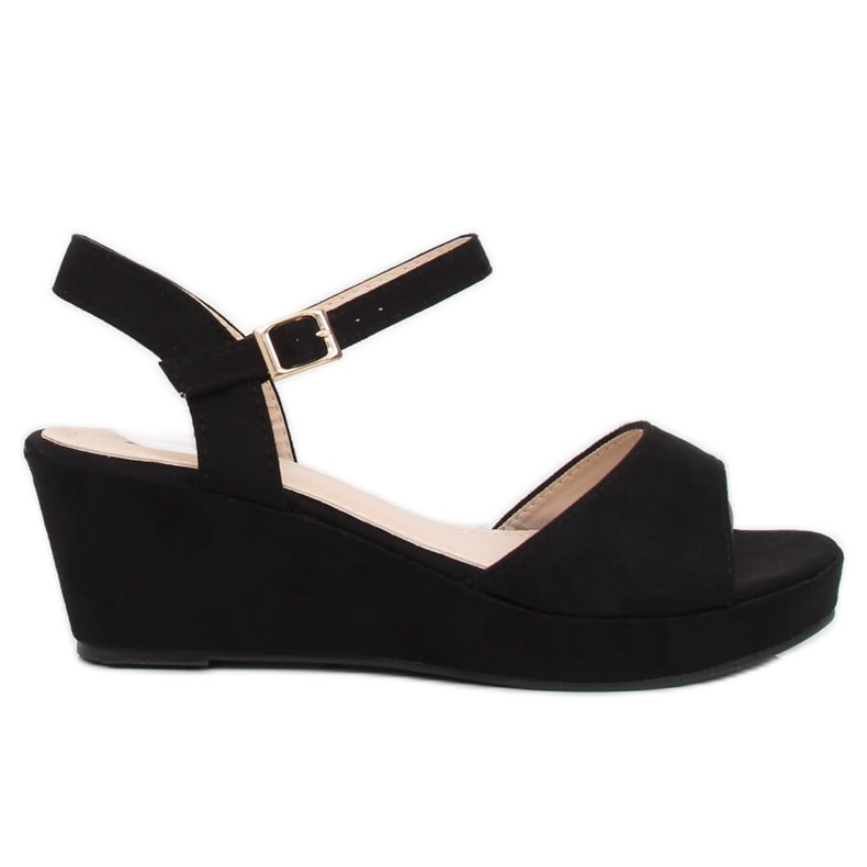 Sandalias negras de cuña baja K-7 Negra negro Sandalias negras de cuña baja K-7 Negra negro