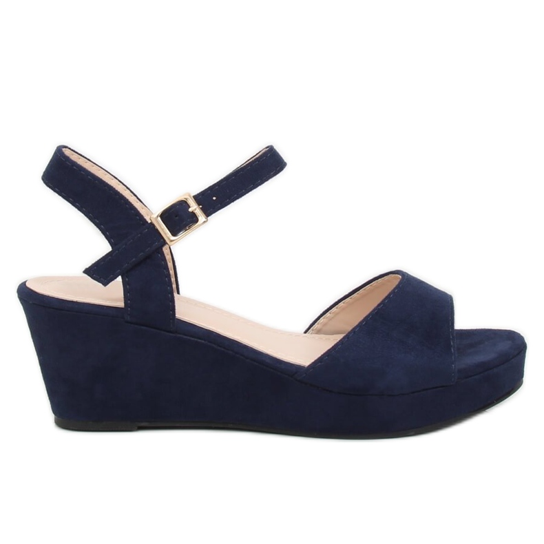 Sandalias en un tacón de cuña baja azul K-7 DK.BLUE azul marino