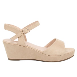 Sandalias de cuña baja beige K-7 Beige