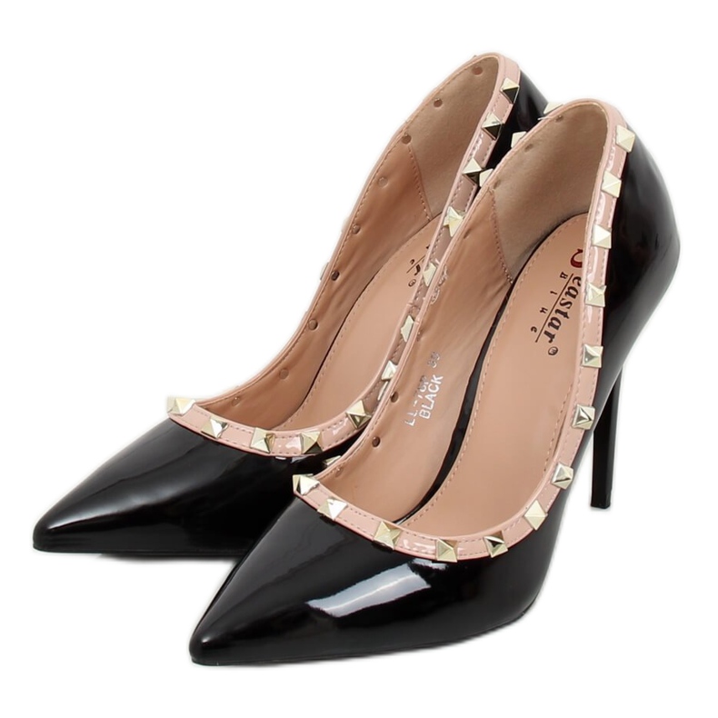 Zapatos de salón con tacón de aguja Valentina negro LL-76P Negro