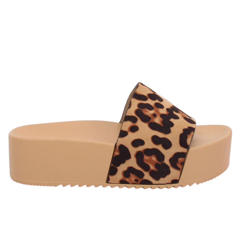 Pantuflas de suela alta leopardo N-32 marrón Pantuflas de suela alta leopardo N-32 marrón