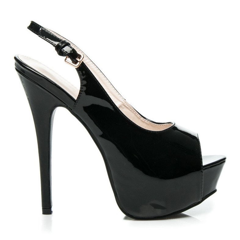 Comer Tacones Altos Brillantes negro