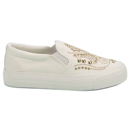 J. Star Slipons blancos con diamantes de imitación J. Star Slipons blancos con diamantes de imitación