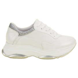 Weide Zapatillas blancas con purpurina blanco