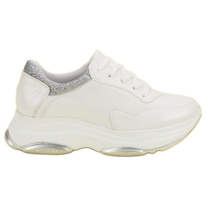 Weide Zapatillas blancas con purpurina blanco