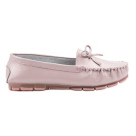 Filippo Mocasines de piel con lazo rosa