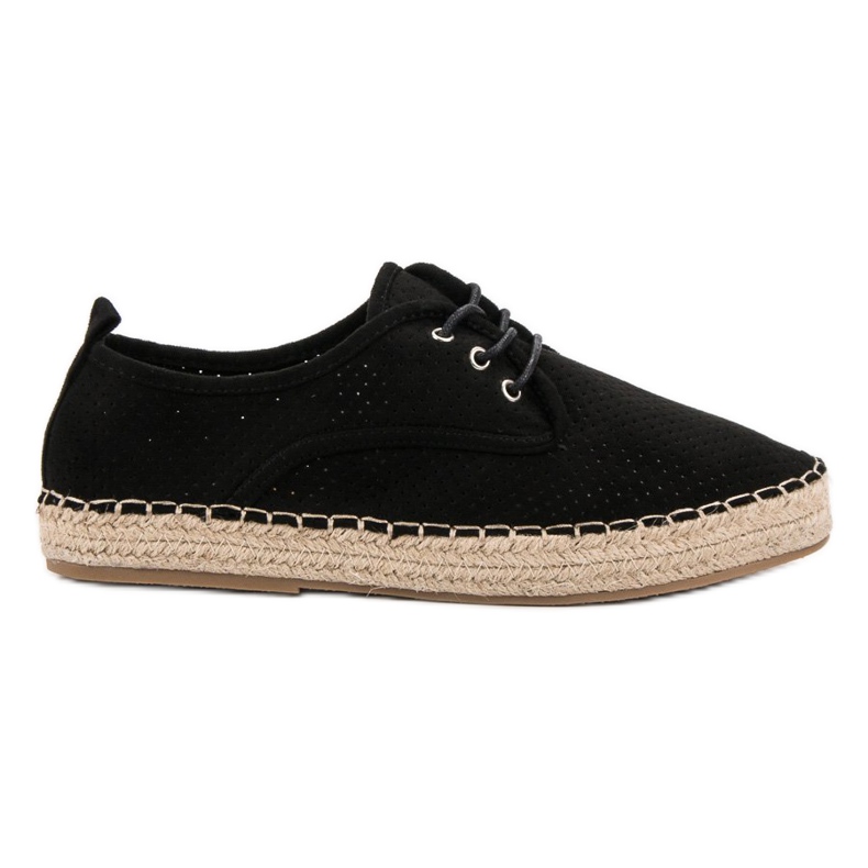 Ideal Shoes Alpargatas con cordones negro Ideal Shoes Alpargatas con cordones negro