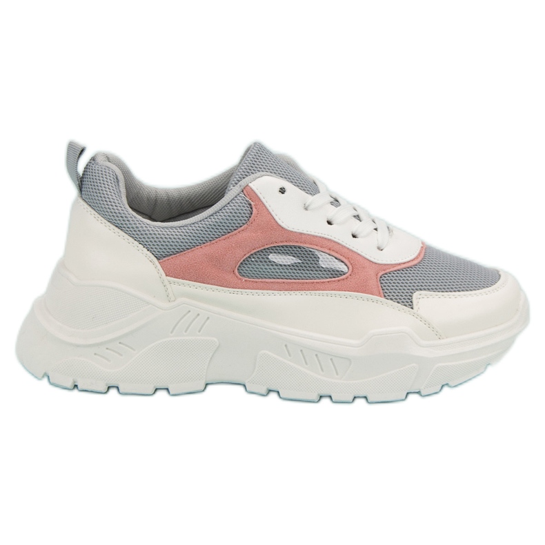 Zapatillas en la plataforma blanco gris rosado
