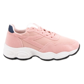 Calzado deportivo con cordones rosa