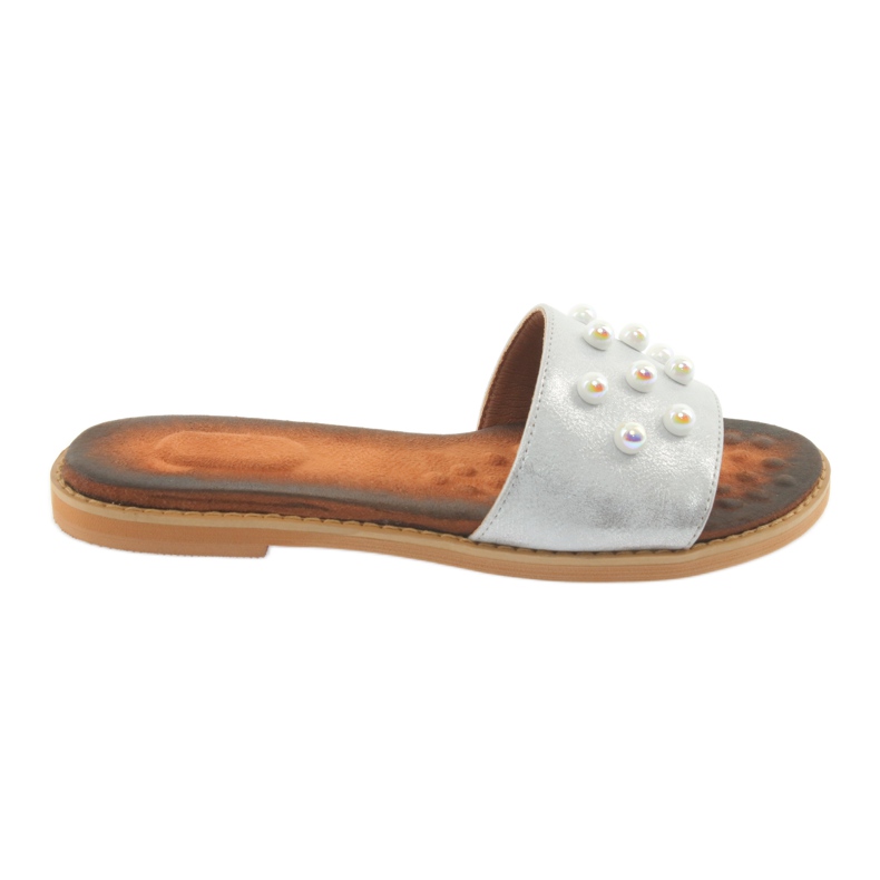 M.Daszyński Flip Flip -Flops 1837 decorado con perlas grises M.Daszyński Flip Flip -Flops 1837 decorado con perlas grises