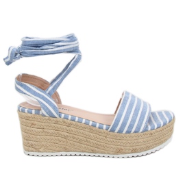 Sandalias de lona azul GG-68P LT.BLUE blanco