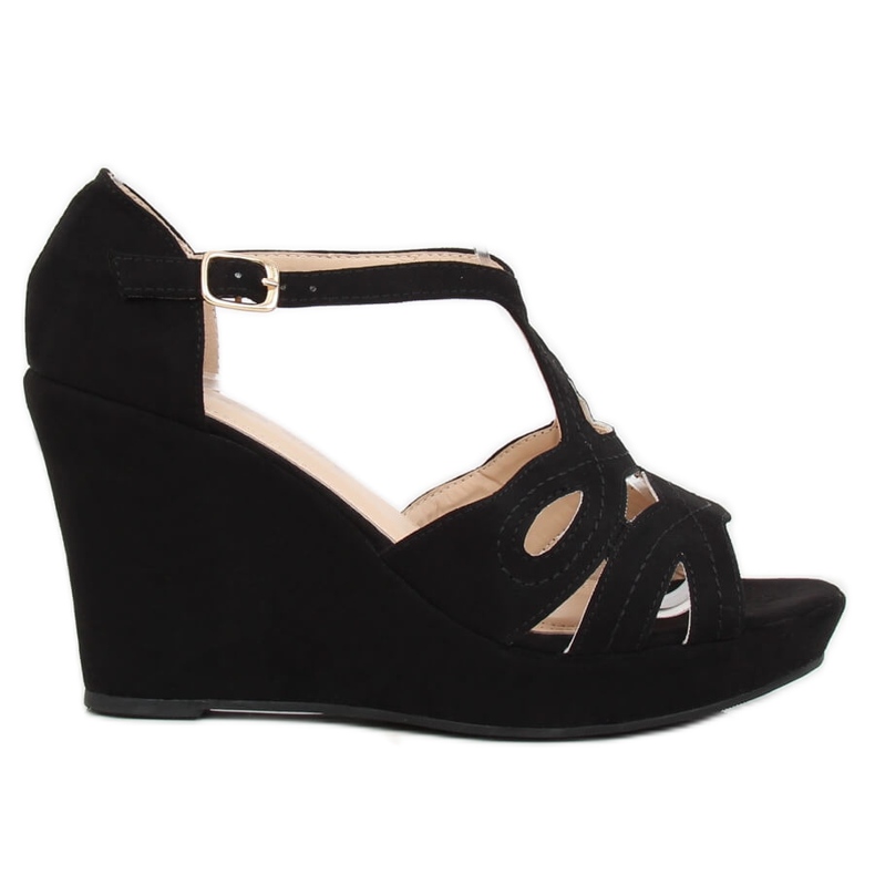 Sandalias negras sobre una cuña negra LM-002 Negra negro