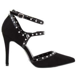 Zapatos de salón con tacón negro AT-0631-L Negro