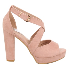 Sandalias en la plataforma rosa B-88 Pink rosado