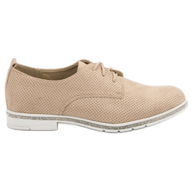 Seastar Zapatos brogue beige con cristales