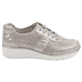 Filippo Zapatos de piel calada gris Filippo Zapatos de piel calada gris