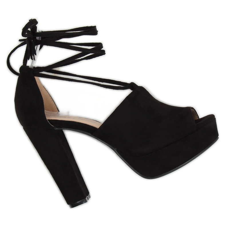 Black LM-058 Sandalias plataforma negras negro Black LM-058 Sandalias plataforma negras negro